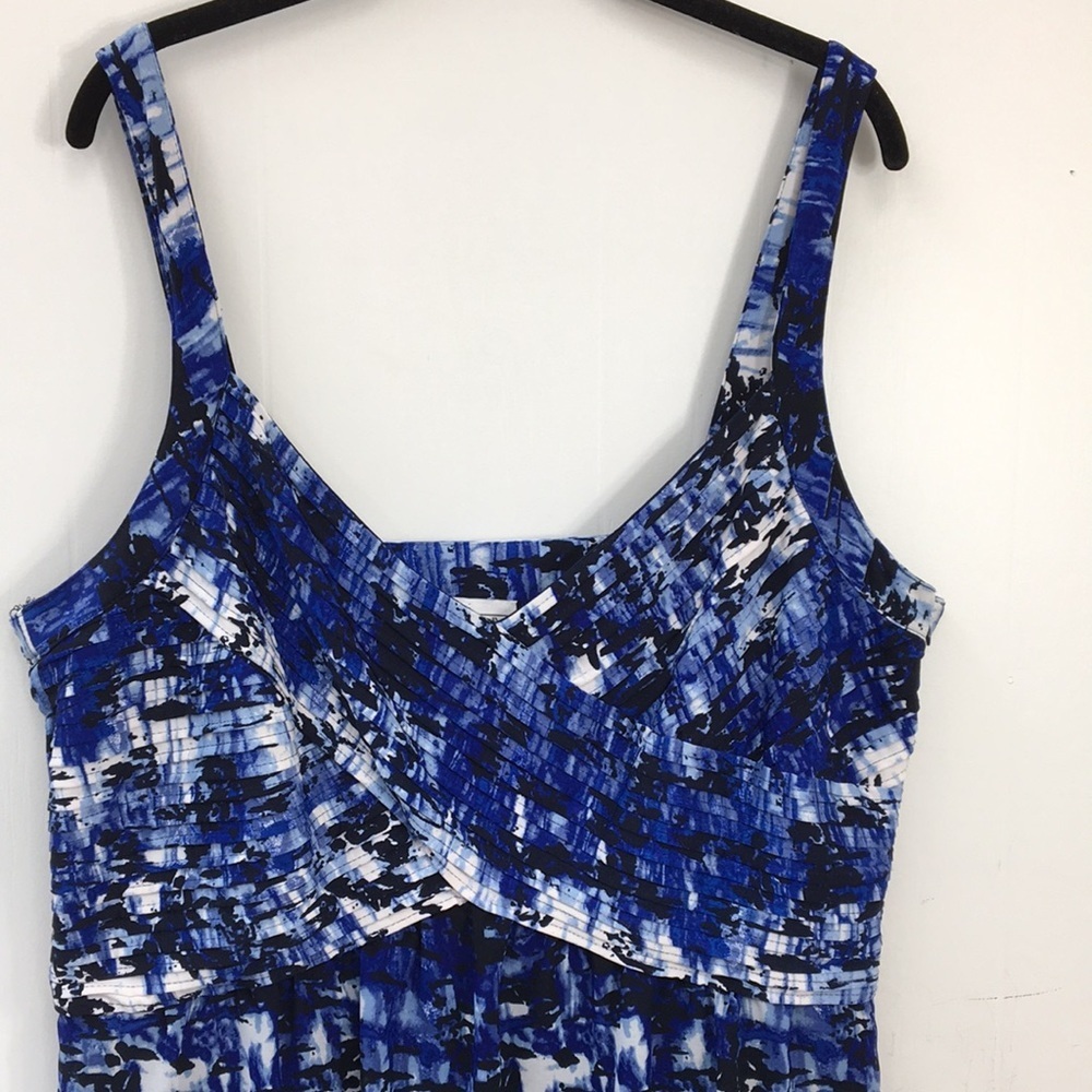 Bethany Strappy Sleeveless Midi Dress Blue and Black Abstract Pattern Size XXL - Picture 2 of 8
